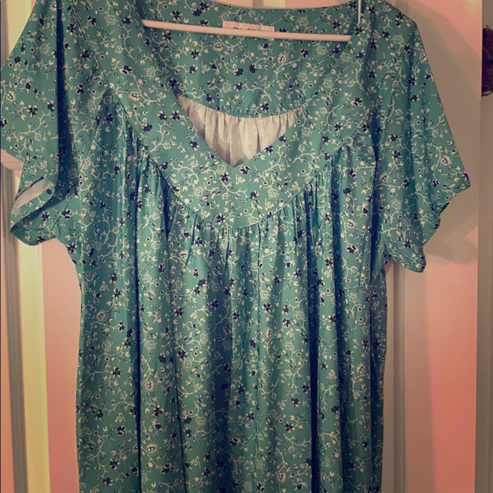 Green satin blouse